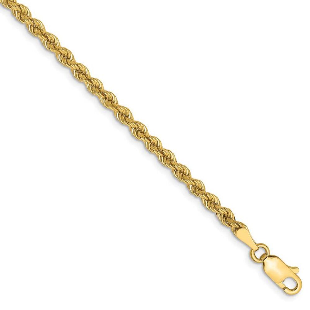 2.75mm, 14k Yellow Gold, Handmade Solid Rope Chain Bracelet, 8 Inch